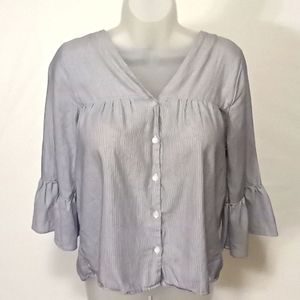 Madewell button up blouse flared sleeves M